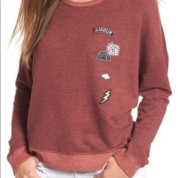 SUNDRY Patches Cross Back Pullover Small NWOT - Picture 3 of 7